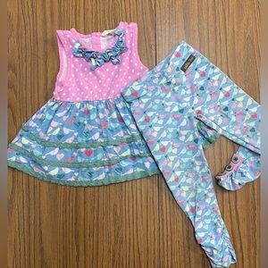 Matilda Jane Outfit Lovebird Tunic and Leggings - Size 2